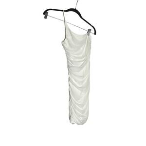 NWT Princess Polly White Jocasta Mini Dress One Shoulder Draped Ruched Bodycon 0
